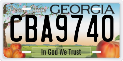 GA license plate CBA9740