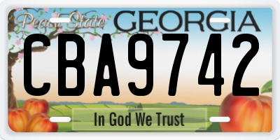GA license plate CBA9742