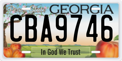 GA license plate CBA9746