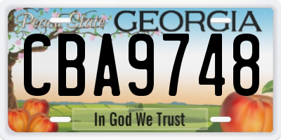 GA license plate CBA9748