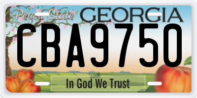GA license plate CBA9750