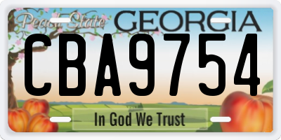 GA license plate CBA9754