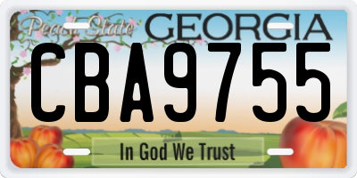 GA license plate CBA9755