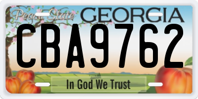GA license plate CBA9762
