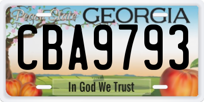 GA license plate CBA9793