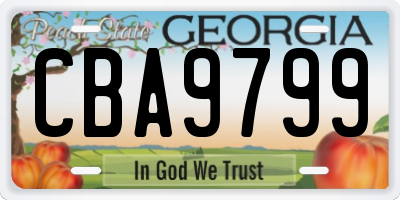 GA license plate CBA9799