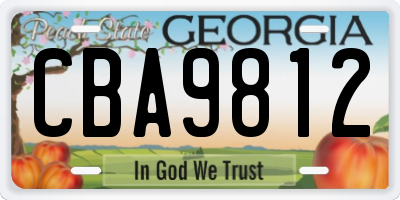 GA license plate CBA9812