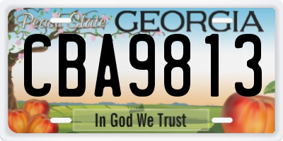 GA license plate CBA9813