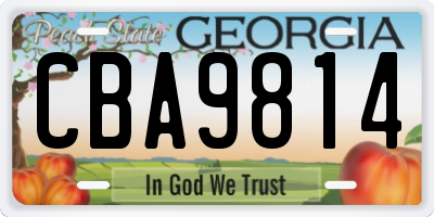 GA license plate CBA9814