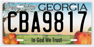 GA license plate CBA9817