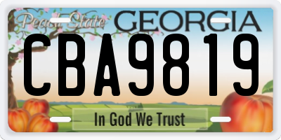 GA license plate CBA9819