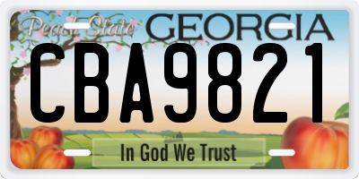 GA license plate CBA9821