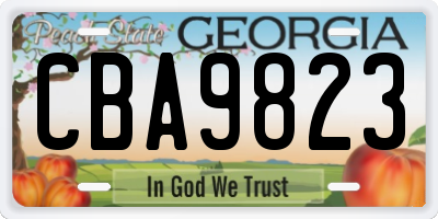GA license plate CBA9823
