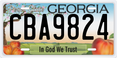 GA license plate CBA9824