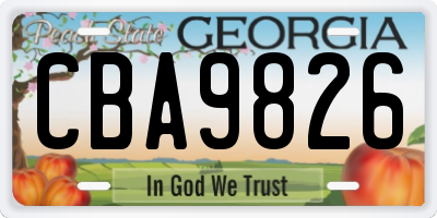 GA license plate CBA9826