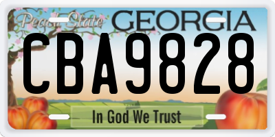 GA license plate CBA9828