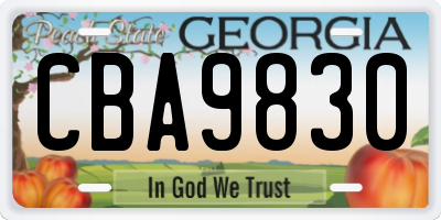 GA license plate CBA9830