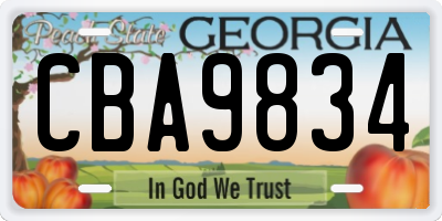 GA license plate CBA9834