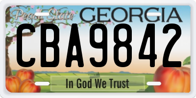 GA license plate CBA9842