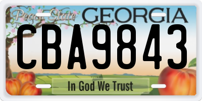 GA license plate CBA9843