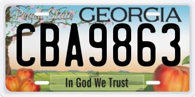 GA license plate CBA9863