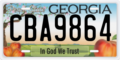 GA license plate CBA9864