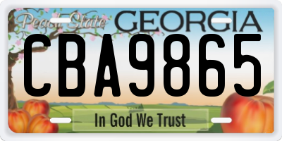 GA license plate CBA9865