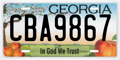 GA license plate CBA9867