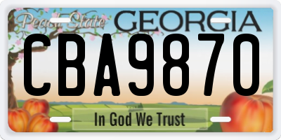 GA license plate CBA9870