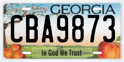 GA license plate CBA9873