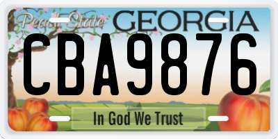 GA license plate CBA9876