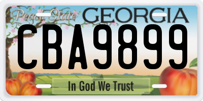 GA license plate CBA9899