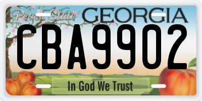 GA license plate CBA9902