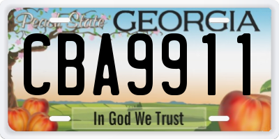 GA license plate CBA9911