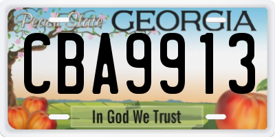 GA license plate CBA9913