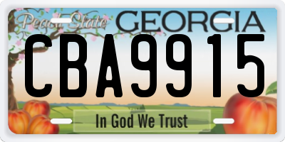 GA license plate CBA9915