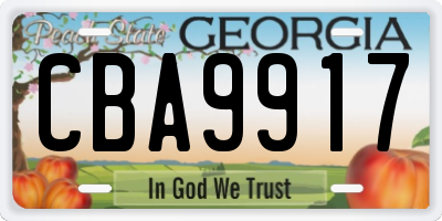 GA license plate CBA9917