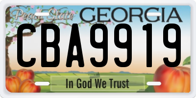 GA license plate CBA9919