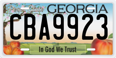 GA license plate CBA9923
