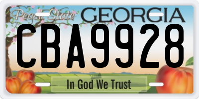 GA license plate CBA9928