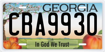 GA license plate CBA9930