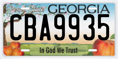 GA license plate CBA9935