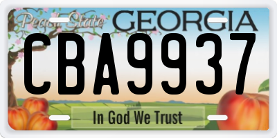 GA license plate CBA9937
