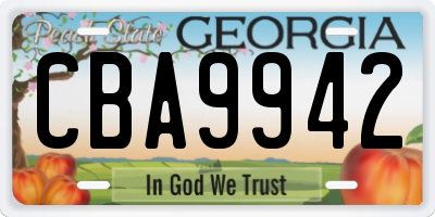 GA license plate CBA9942