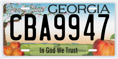 GA license plate CBA9947