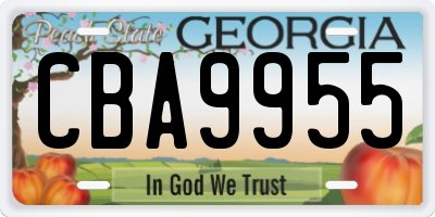 GA license plate CBA9955