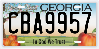 GA license plate CBA9957