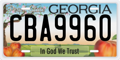 GA license plate CBA9960