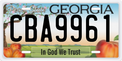 GA license plate CBA9961