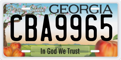 GA license plate CBA9965
